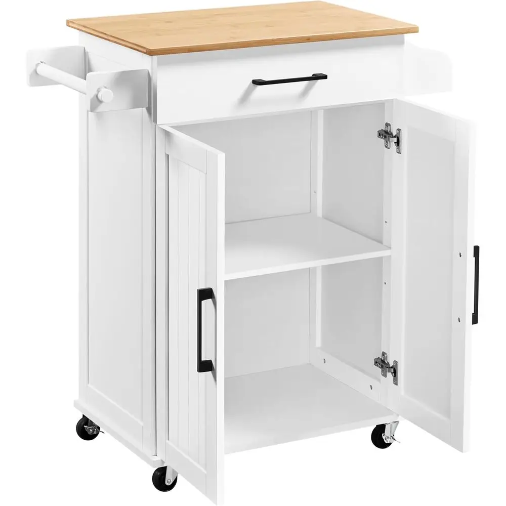 Commercial Kitchen Island - Chariot de cuisine roulant blanc avec