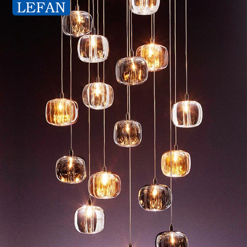 Commercial Kitchen Island - Lustre LED en Cristal moderne escalier