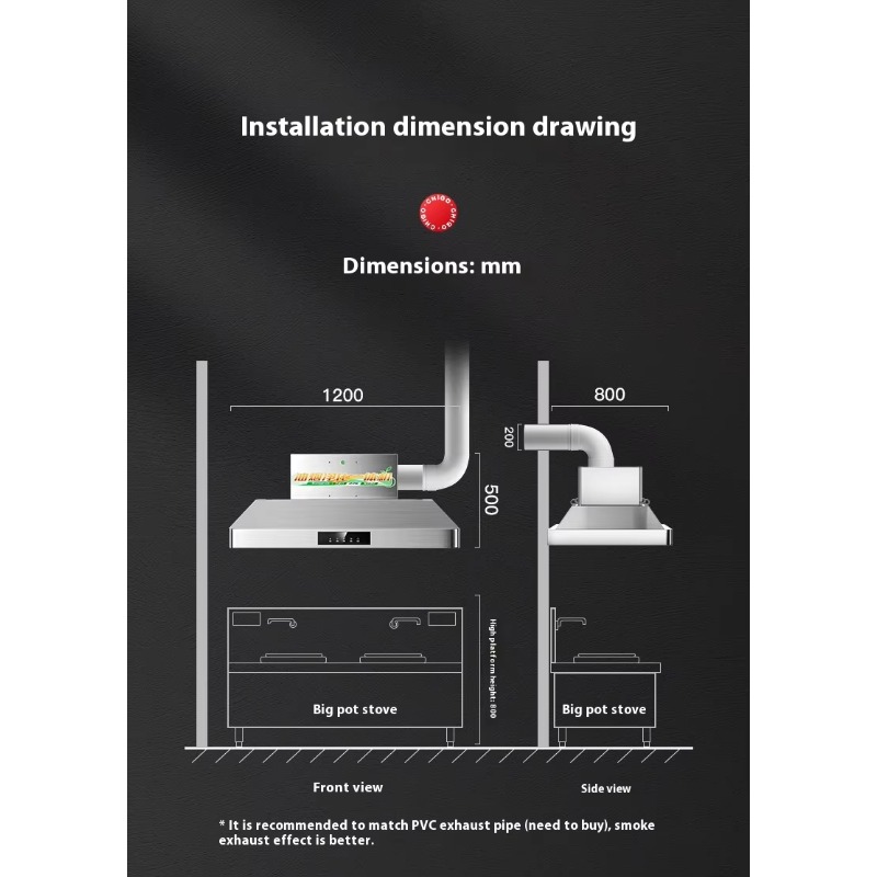 Hotte de cuisine commerciale e - Commercial Kitchen Range Hood avis et prix
